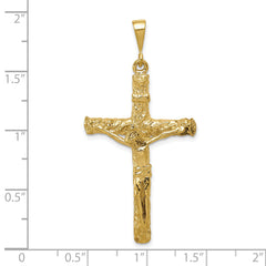 10K Gold Crucifix Charm with Polished Finish Solid, Elegant Design