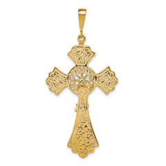 10K Gold Polished Crucifix Pendant Solid and Elegant 46mm Charm