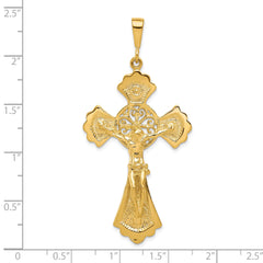 10K Gold Polished Crucifix Pendant Solid and Elegant 46mm Charm