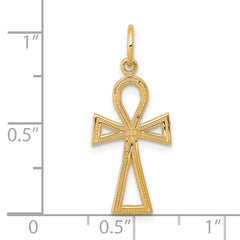 10K Gold Ankh Cross Charm with Polished Solid Design Etiquette