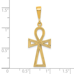 10K Gold Ankh Cross Charm with Polished Finish Solid and Elegant