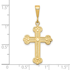 10K Yellow Gold Cross Charm with Polished Solid Design 35mm