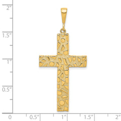 10K Gold Polished Nugget Cross Pendant Bold Solid Design