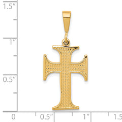 10K Gold Polished Cross Charm Pendant Solid, Elegant Design