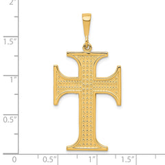 10K Gold Polished Cross Charm with Solid Design 44mm