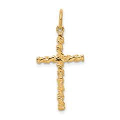 10K Gold Nugget Cross Charm with Polished Finish Solid Stylish Design