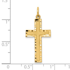 10K Gold Polished Cross Charm with Solid Design 32mm