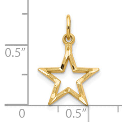 10K Gold Star Charm Pendant with Polished Diamond-Cut Design