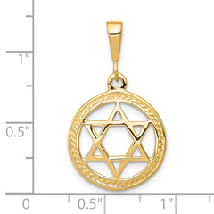 10K Yellow Gold Star of David Charm Polished, Solid, 30mm