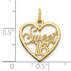 10K Yellow Gold Sweet 16 Charm with Polished Finish Elegant Gift