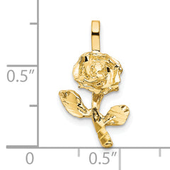 10K Yellow Gold Rose Charm with Polished Finish Elegant Jewelry Piece