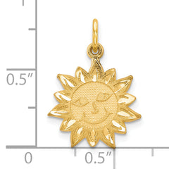 10K Gold Sun Charm Pendant with Polished Finish Elegant Yellow Design