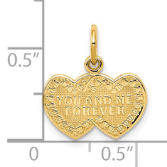 10K Yellow Gold You and Me Forever Heart Charm Solid, Elegant Design