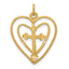 Cross & Double Heart Charm in 10K Yellow Gold, 30mm - Sophia Jewelers