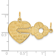 10K Gold Heart and Key Break-Apart Charm with Polished Finish