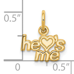 10K Gold He Loves Me Charm with Polished Finish and Solid Design