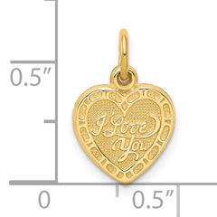 10K Gold I Love You Heart Charm Polished Gift-Ready Pendant