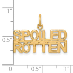 10K Gold Solid SPOILED ROTTEN Charm with Polished Finish Themed