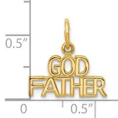 10K Yellow Gold GODFATHER Charm with Polished Solid Finish Themed Pendant