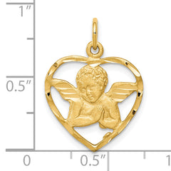 10K Gold Angel Heart Charm with Polished Finish Elegant and Solid