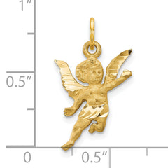 10K Solid Gold Angel Charm with Satin Brushed Finish Elegant & Timeless