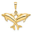 Twin Dolphins Charm in 10K Yellow Gold, 30mm - Sophia Jewelers