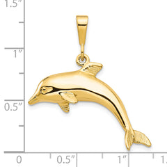 10K Gold Dolphin Charm with Polished Finish in Yellow Gold