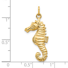 10K Gold Seahorse Pendant with Polished Finish Solid, Themed Design