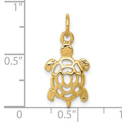 10K Gold Turtle Charm with Polished Finish Elegant, Solid Design