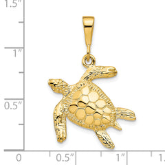 10K Gold Turtle Pendant with Polished Finish Elegant Themed Design