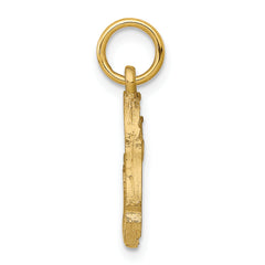 10K Gold Polished Fish Charm with Solid Design 20mm