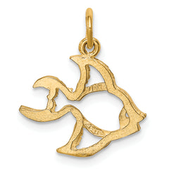 10K Gold Polished Fish Charm with Solid Design 20mm