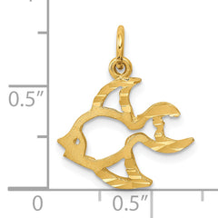 10K Gold Polished Fish Charm with Solid Design 20mm