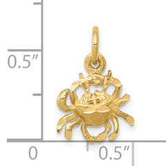 10K Gold Polished Crab Charm Solid Themed Pendant by Sophia Jewelers