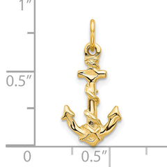 10K Gold Anchor Pendant with Polished Finish Solid and Elegant Design