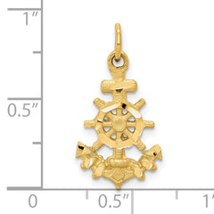 10K Yellow Gold Anchor Charm with Polished Solid Design 25mm