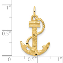 10K Yellow Gold Anchor Charm with Polished Finish Solid Design