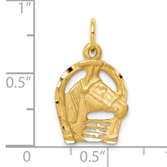 10K Gold Horsehead in Horseshoe Charm with Polished Solid Finish