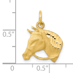10K Gold Solid Satin Horsehead Charm with Brushed Finish