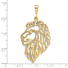 10K Gold Polished Diamond-Cut Lion Head Pendant Bold and Elegant Design