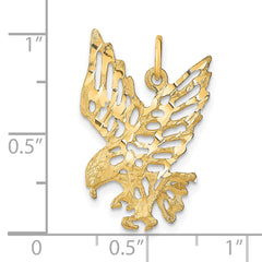 10K Yellow Gold Solid Eagle Charm with Polished Diamond-Cut Finish 25mm