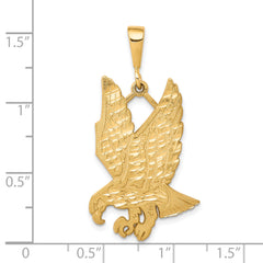 10K Gold Polished Eagle Charm with Diamond-Cut Detail 40mm Elegant Design
