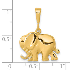 10K Gold Elephant Charm with Polished Finish Solid and Themed Design