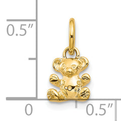 10K Gold 3D Teddy Bear Charm with Polished Finish Cute & Solid
