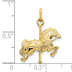 10K Gold Solid Carousel Horse Charm Polished Finish Themed Pendant