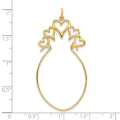 10K Gold 5 Hearts Charm Holder with Polished Finish Elegant Design
