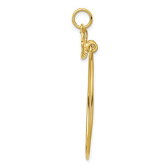 10K Yellow Gold Double Heart Charm Holder with Polished Finish