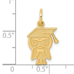 10K Gold Graduation Owl Charm with Polished Finish Solid and Elegant Design