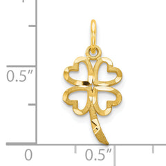 10K Gold Four Leaf Clover Pendant with Polished Finish Solid Elegant Design