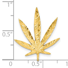 10K Solid Gold Leaf Charm with Brushed Finish Nature-Inspired Elegance